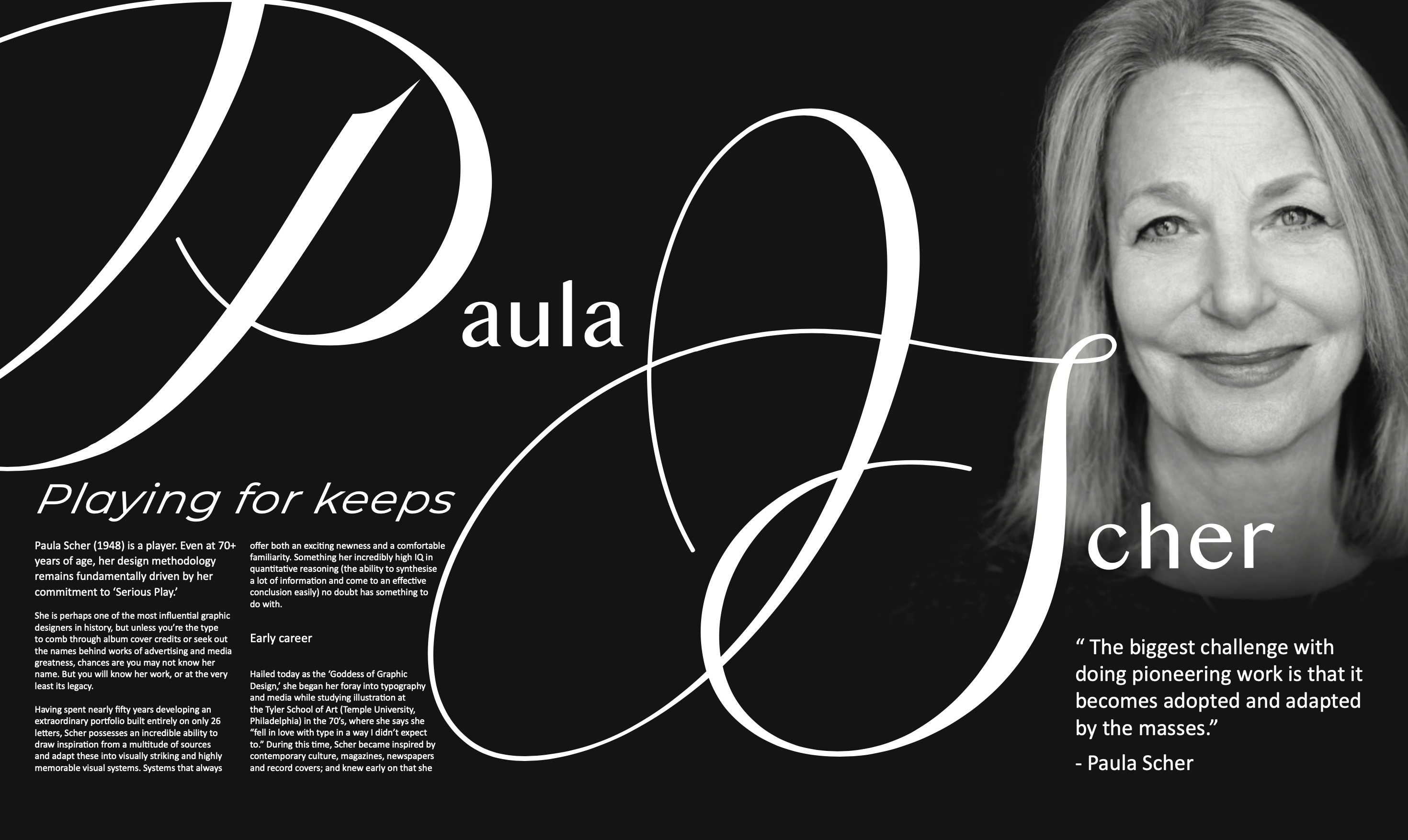 Paula Scher Print and Digital Article designs by Graphic Designer, Melissa Sherley