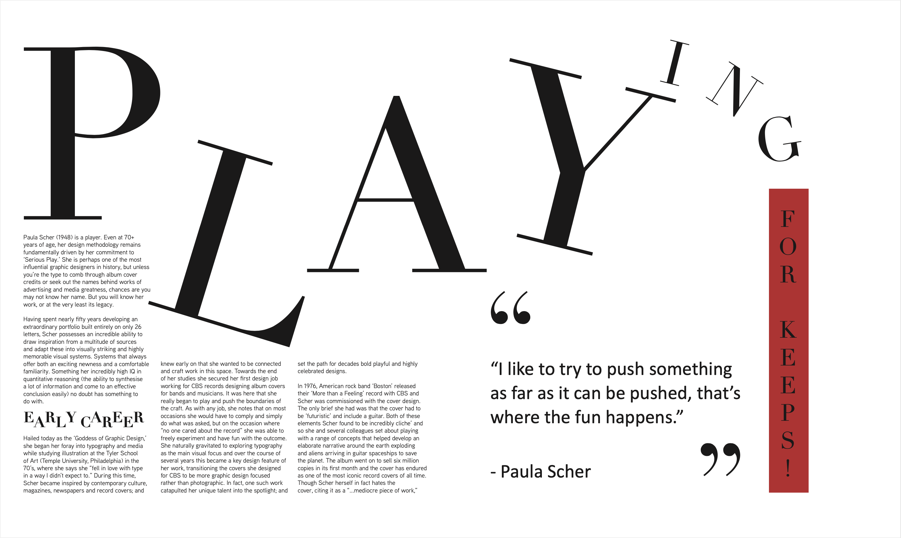 Paula Scher Print and Digital Article designs by Graphic Designer, Melissa Sherley