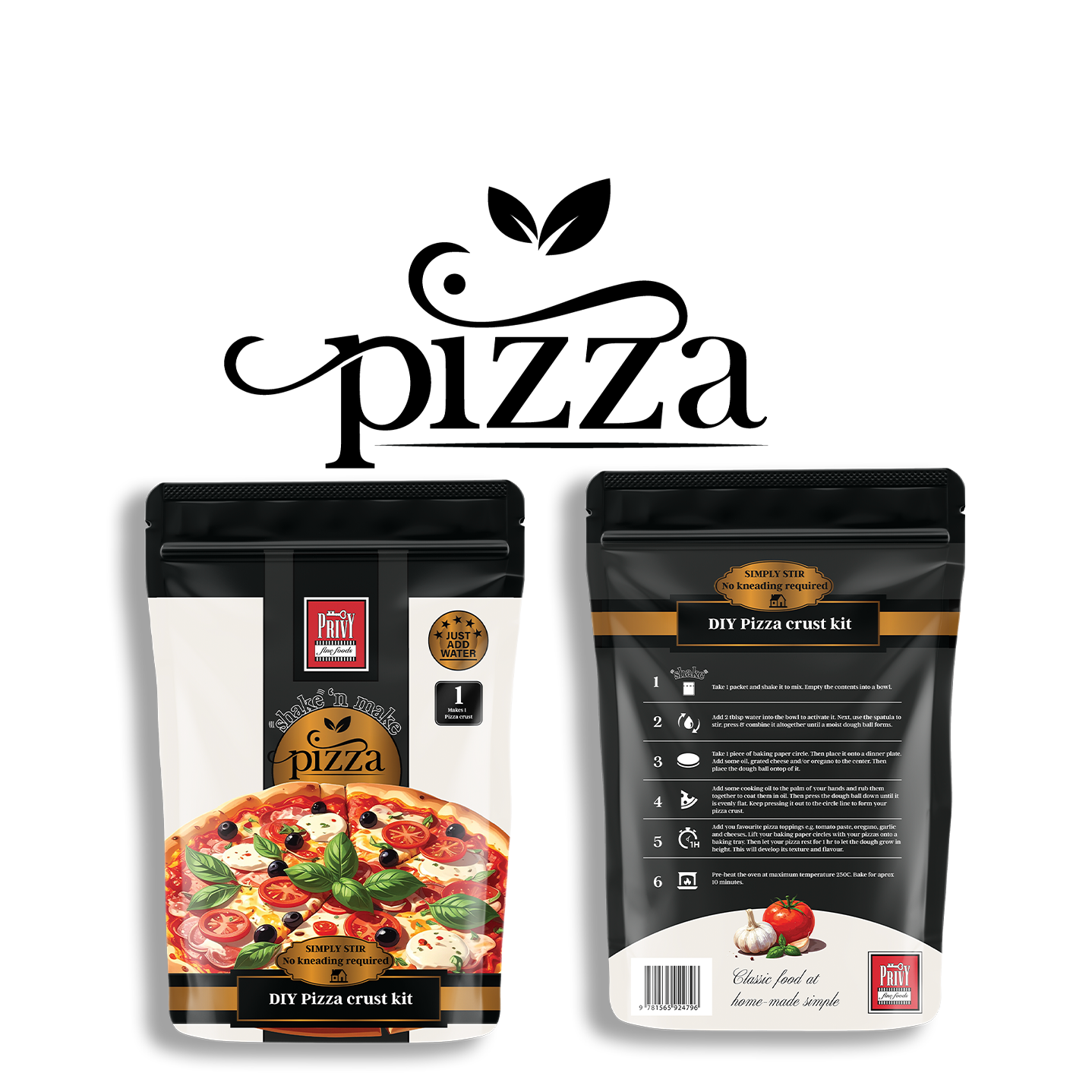 pizza whisky label, packaging and logo design by Graphic Designer Melissa Sherley
