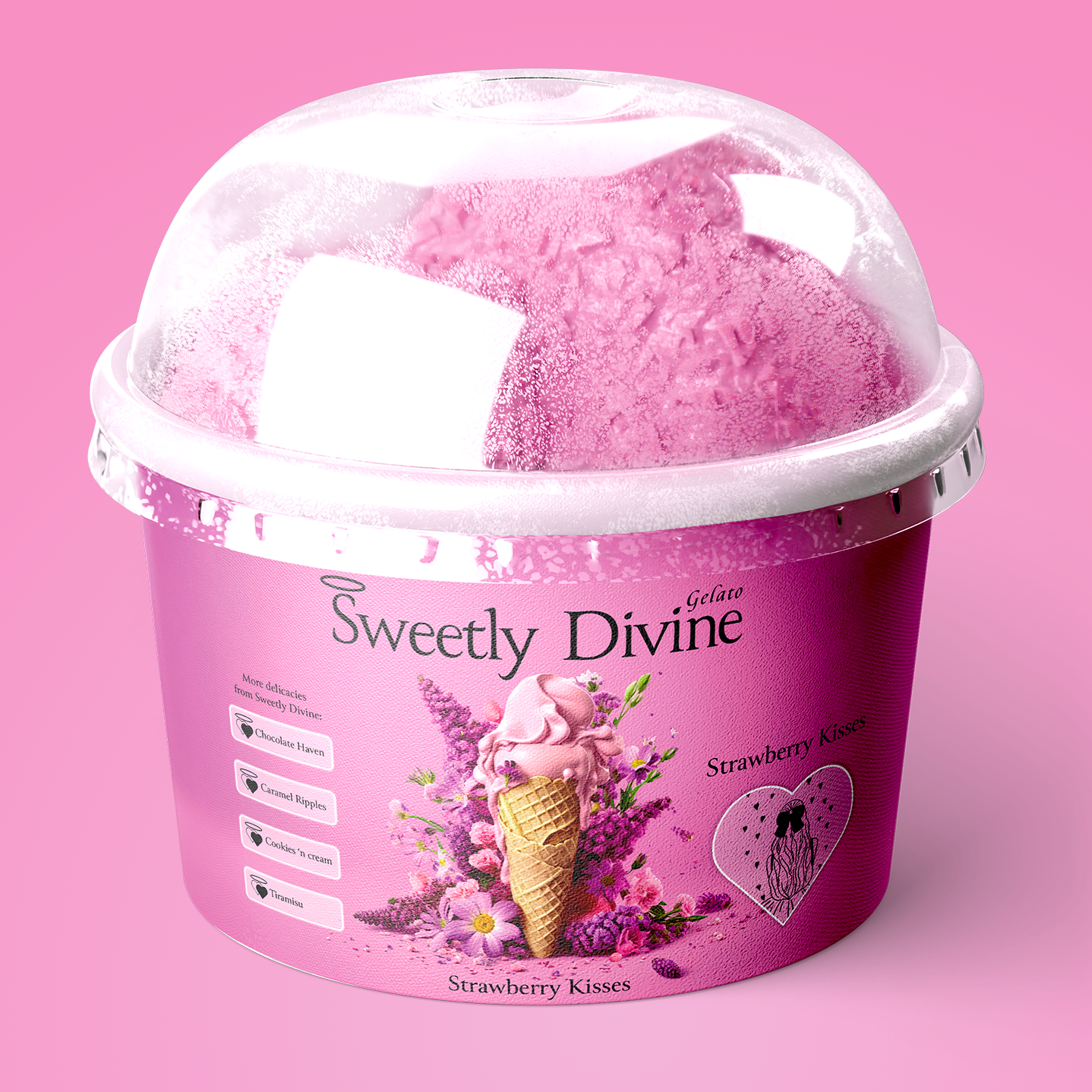 Sweetly Divine Gelato packaging design by Graphic Designer Melissa Sherley