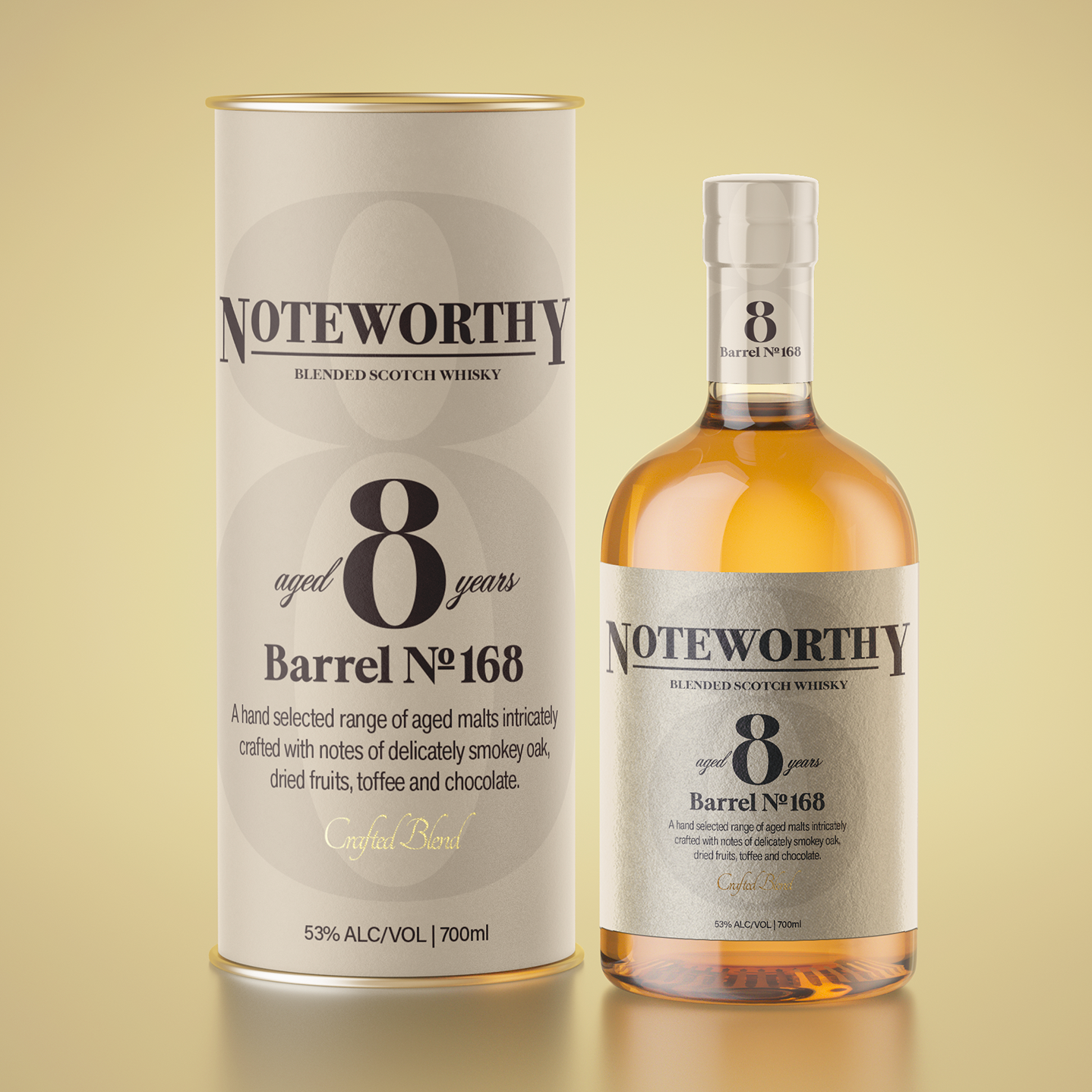 NOTEWORTHY blended scotch whisky label design by Graphic Designer Melissa Sherley