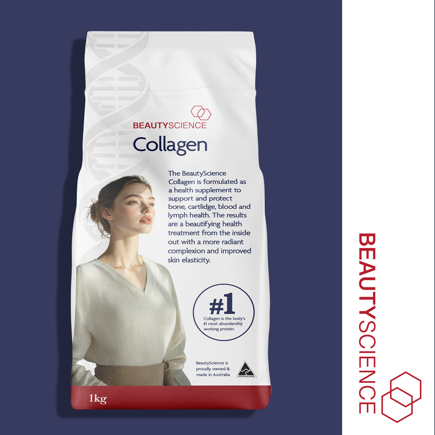 BeautyScience Collagen supplement packaging by Graphic Designer Melissa Sherley