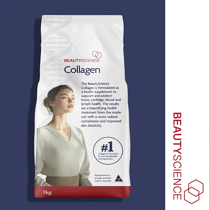 BeautyScience Collagen supplement packaging by Graphic Designer Melissa Sherley