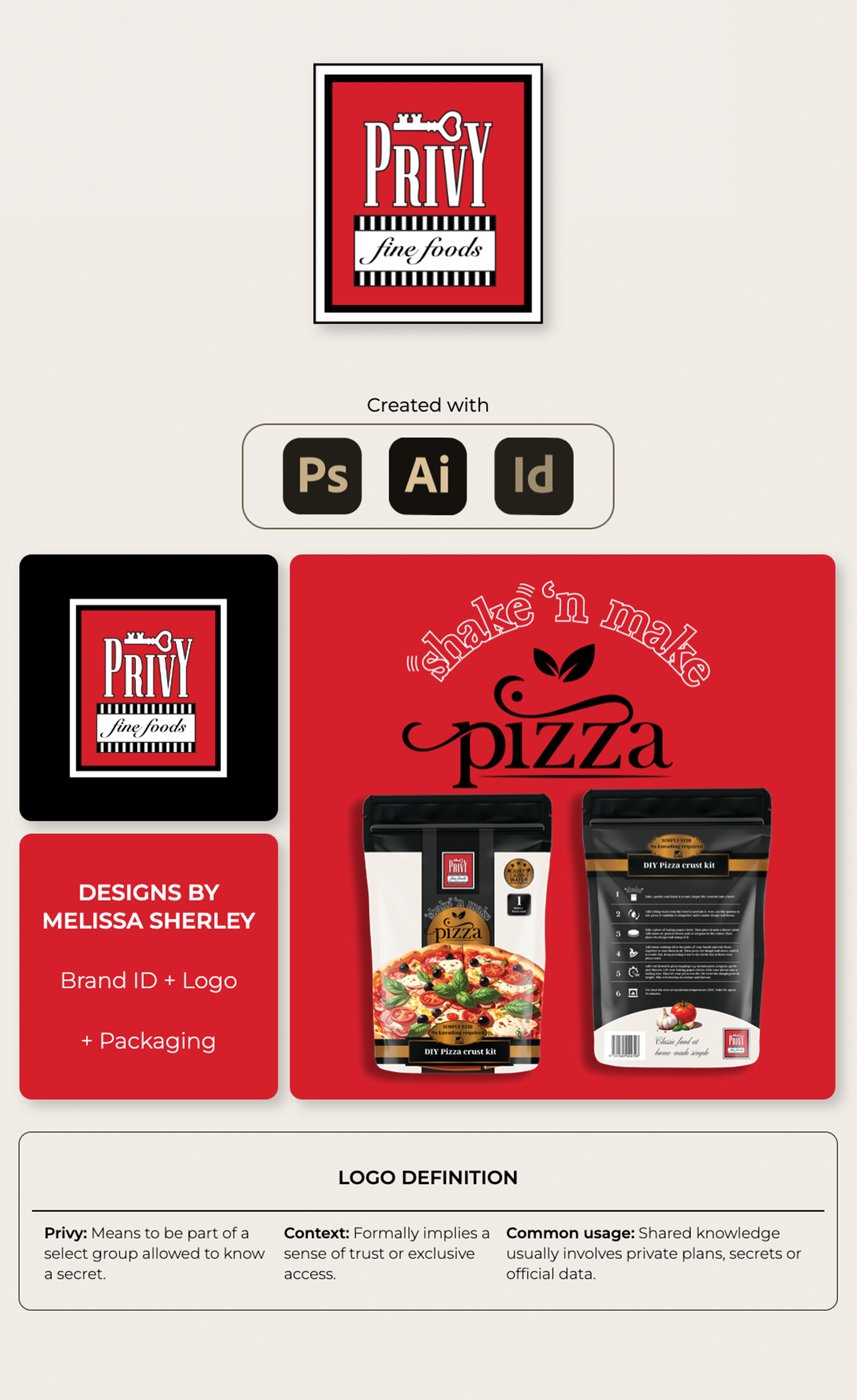 Privy Shake 'n make Pizza by Graphic Designer, Melissa Sherley